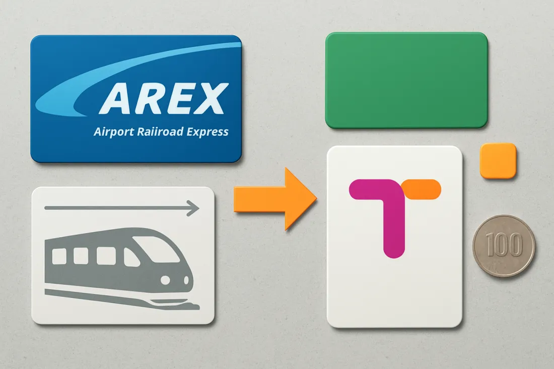 Arex pass and t-money card: visual comparison of options