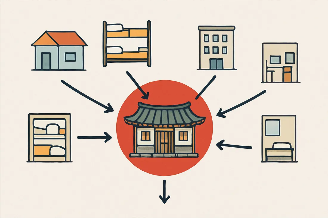 Budget accommodation in south korea: diagram of key elements