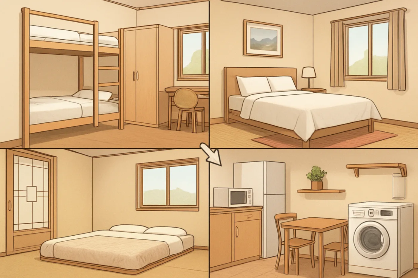 Seoul guesthouse room types and amenities: practical guide illustration