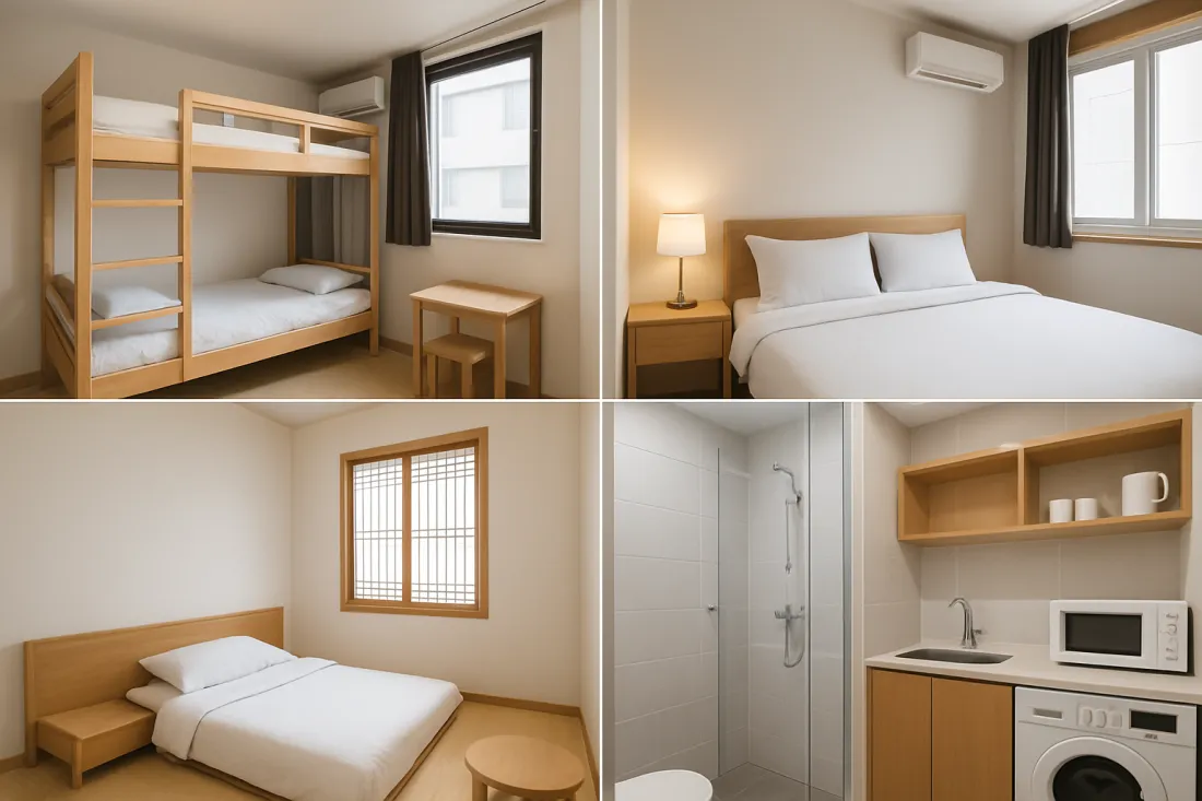 Seoul guesthouse room types and amenities: visual comparison of options