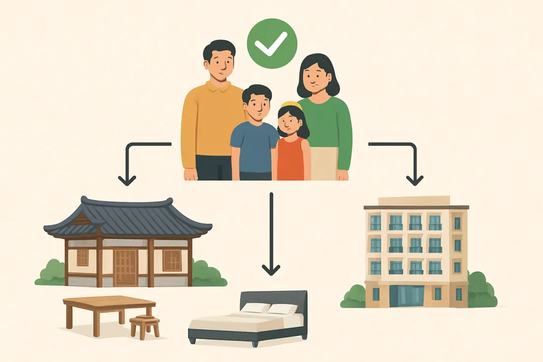 Family accommodation in korea guesthouse vs hotel: diagram of key elements