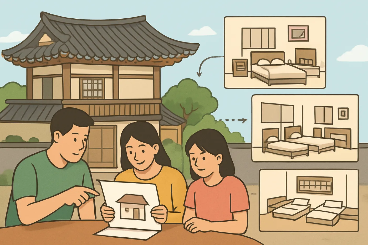 How to book accommodation in korea for family or group: practical guide illustration