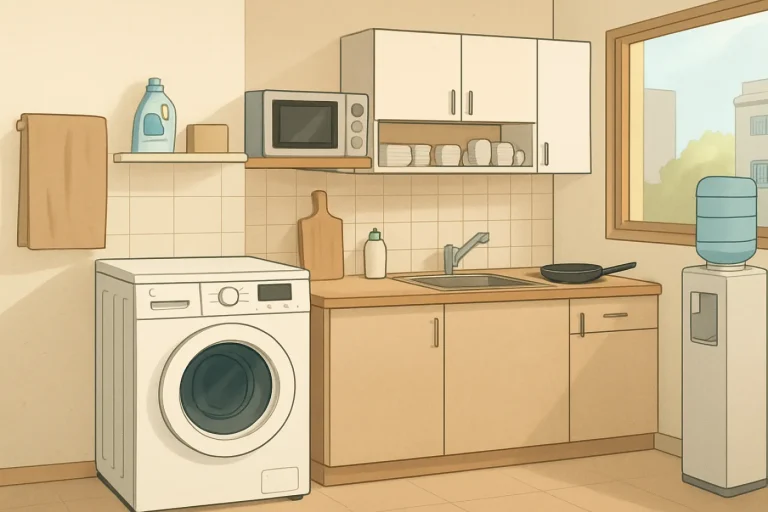 Laundry and kitchen facilities in korean guesthouses: practical guide illustration
